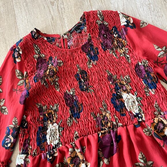 Womens mm mm mm Orange Floral Ruffle Blouse - L - Picture 2 of 6